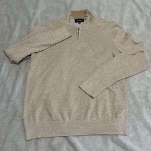 Bonobos Quarter Zip Sweater Mens Small Tan Cashmere Blend